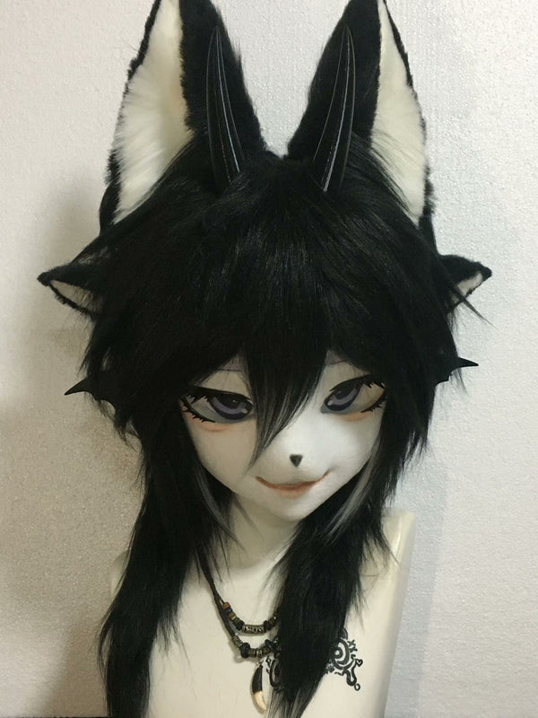 [Wolf] Black Cool Wolf Kig Fursuits Stock