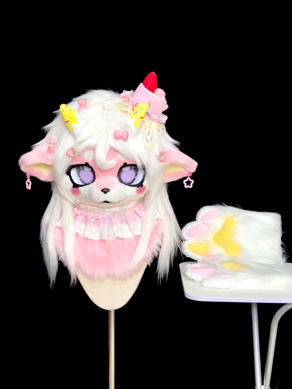 Ice-Cream Lamb Kemono Head Fursuit (Gift Handpaws)