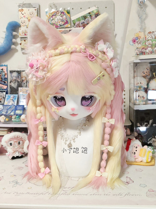 Pink Kitten Kig Head Fursuit