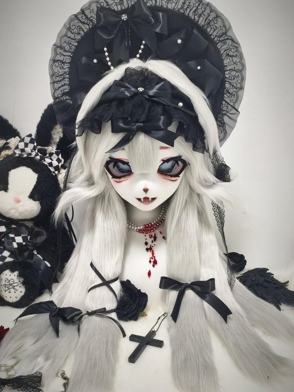 Black Goth Lamb Kig Head Fursuit