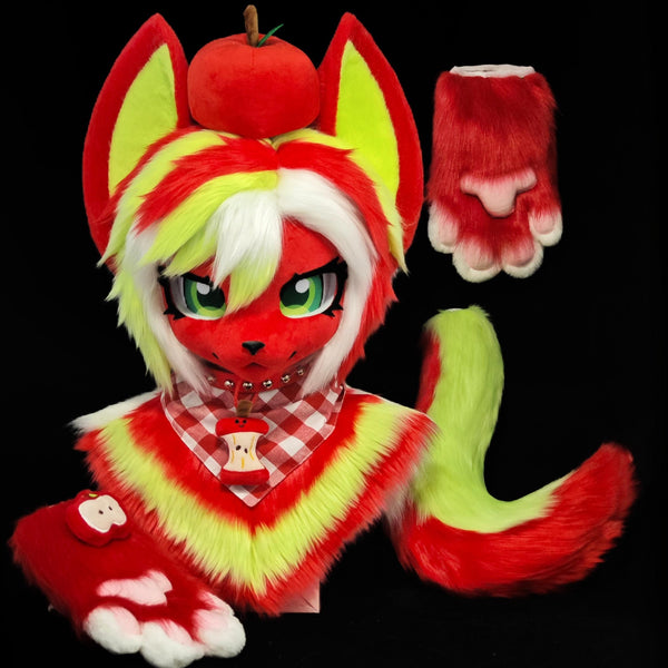 Apple Kitten Kemono Head Fursuit (Gift Handpaws+Tail)