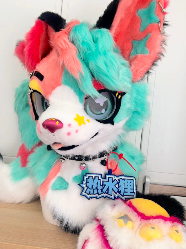 Rock Singer Puppy Toony Head Fursuit (Gift Handpaws+Tail)