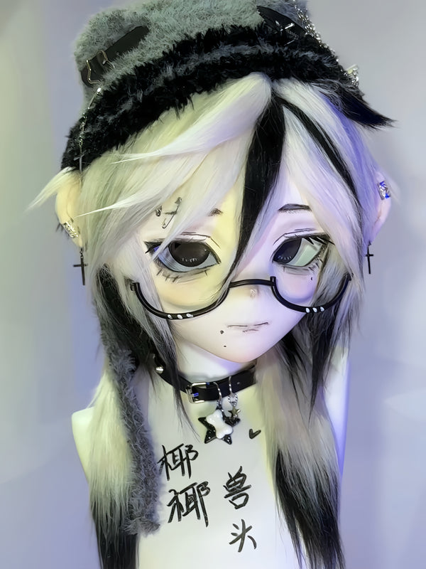 Black White Humans OC Head Fursuit