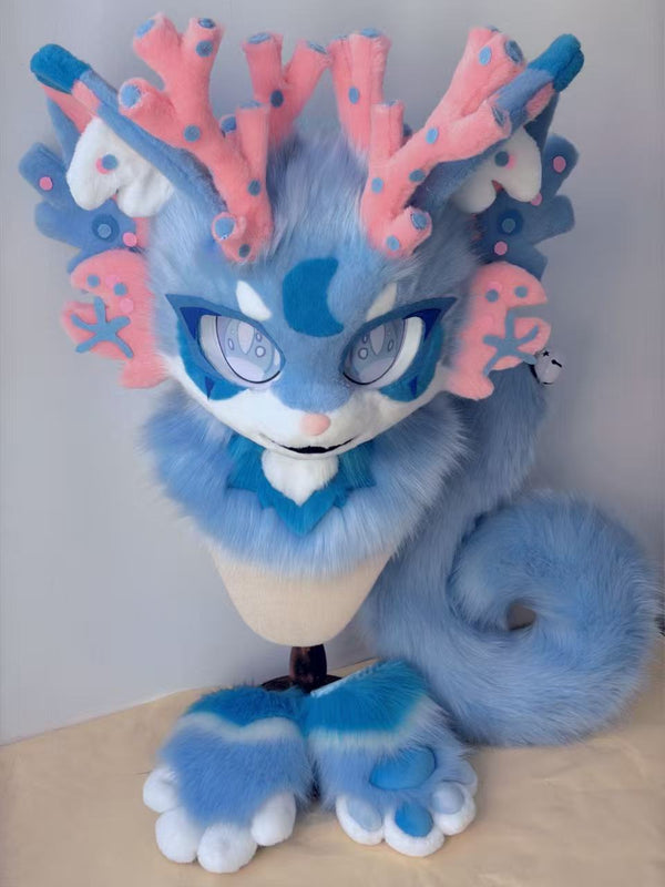 Coral Kitten Kemono Head Fursuit (Gift Handpaws+Tail)