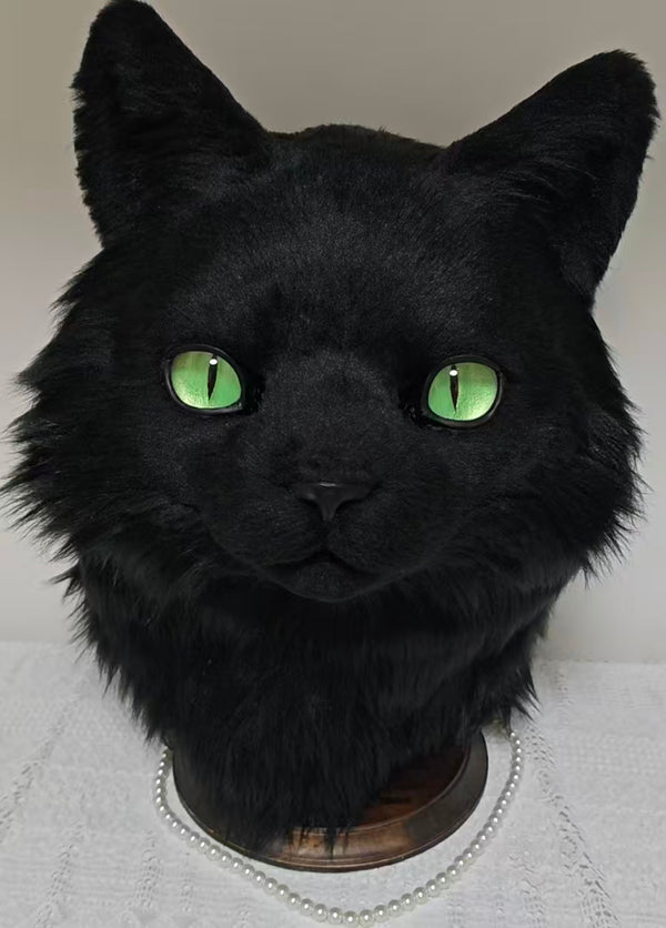 Black Kitten Realistic Head Fursuit