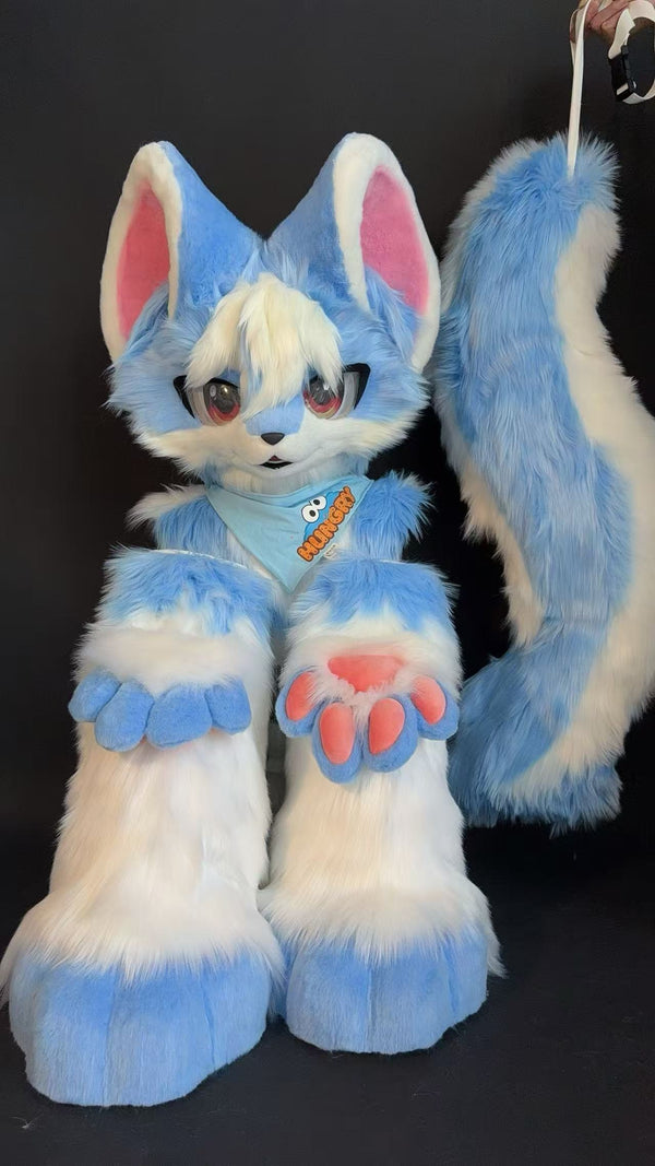 Light Blue Puppy Kemono Head Fursuit (Gift Feetpaws+Handpaws+Tail)