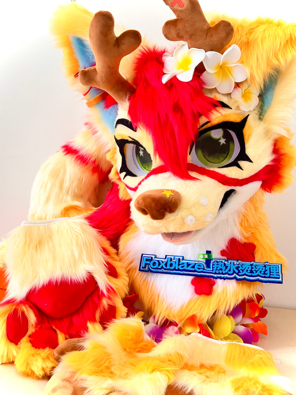 Hawaiian Vacation Deer Kemono Head Fursuit (Gift Handpaws×2+Tail)