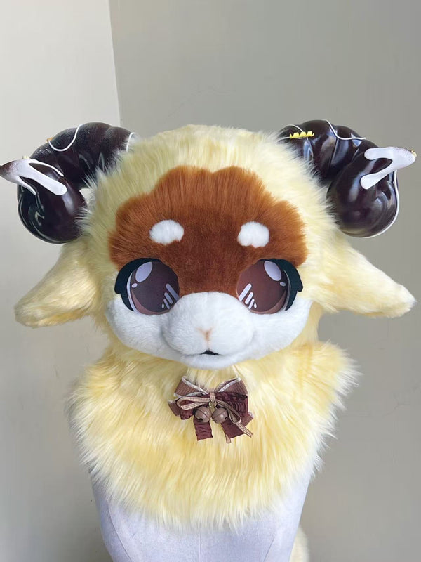 Chocolate Goat Kemono Head Fursuit (Gift Tail)