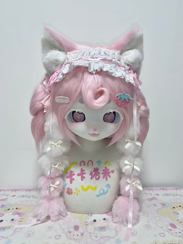 Strawberry Kitten Kig Head Fursuit