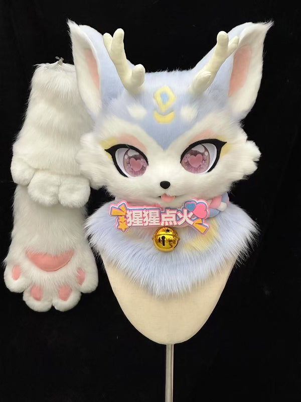Milk Blue Dragon Kemono Head Fursuit (Gift Handpaws)