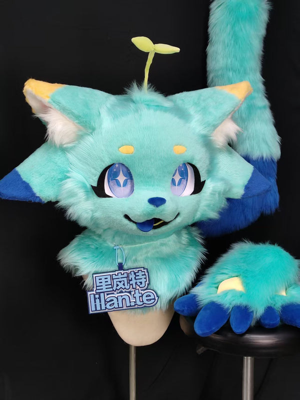 Four Ears Dragon Kemono Head Fursuit (Gift Handpaws+Tail)