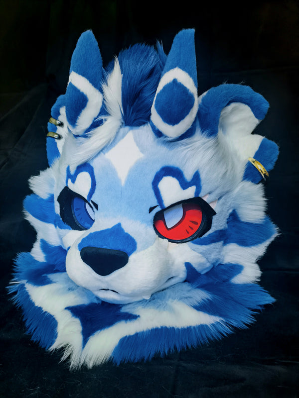 Blue Cloud Wolf Kemono Head Fursuit