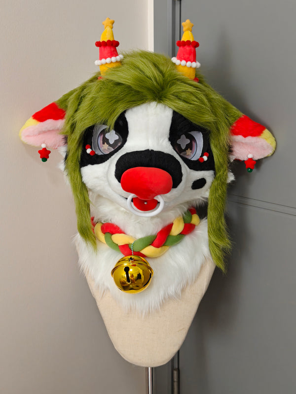 Christmas Milk Cow Kemono Head Fursuit (Gift Handpaws)