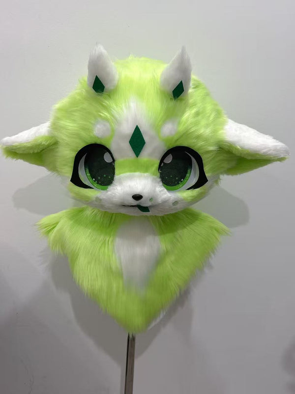 Green Square Dragon Kemono Head Fursuit