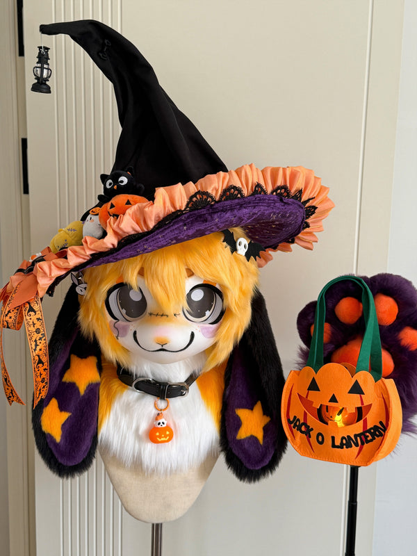 Halloween Witch Bunny Kemono Head Fursuit (Gift Handpaws)