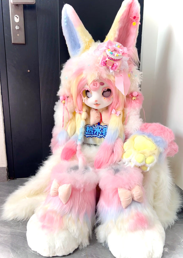 Cream Bunny Kig Full Set Fursuits (Gift Handpaws+Feetpaws+Tail)