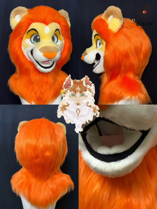 Orange Lion Toony Head Fursuit