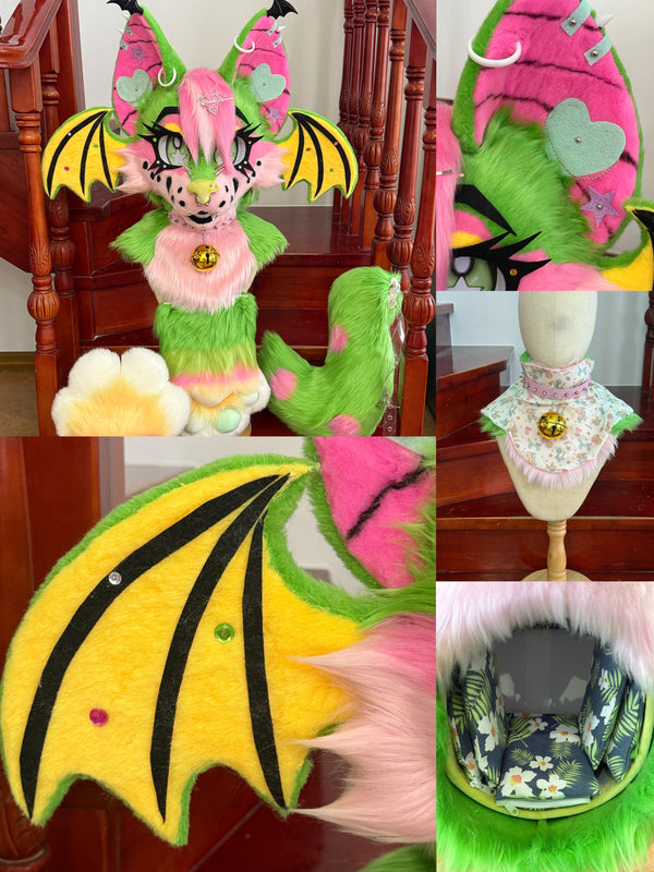 Alien Bat Toony Head Fursuit (Gift Handpaws+Tail)