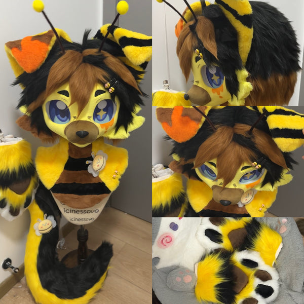 Bee Puppy Kemono Head Fursuit (Gift Handpaws+Tail)