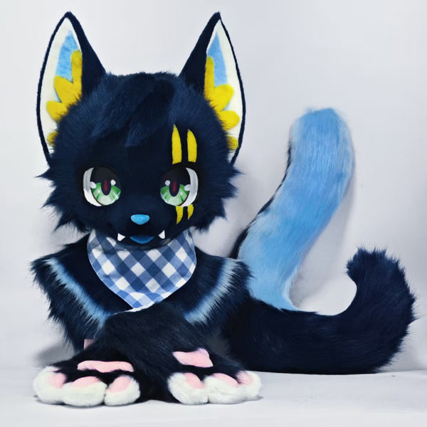 Scar Kitten Kemono Head Fursuit (Gift Handpaws+Tail)