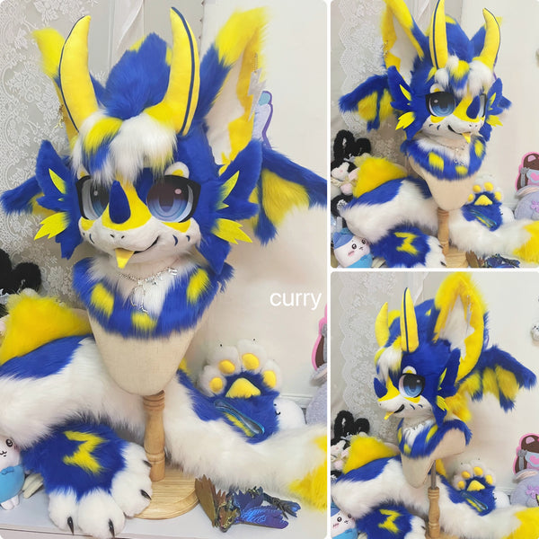 Lightning Wing Dragon Kemono Head Fursuit (Gift Handpaws+Tail)