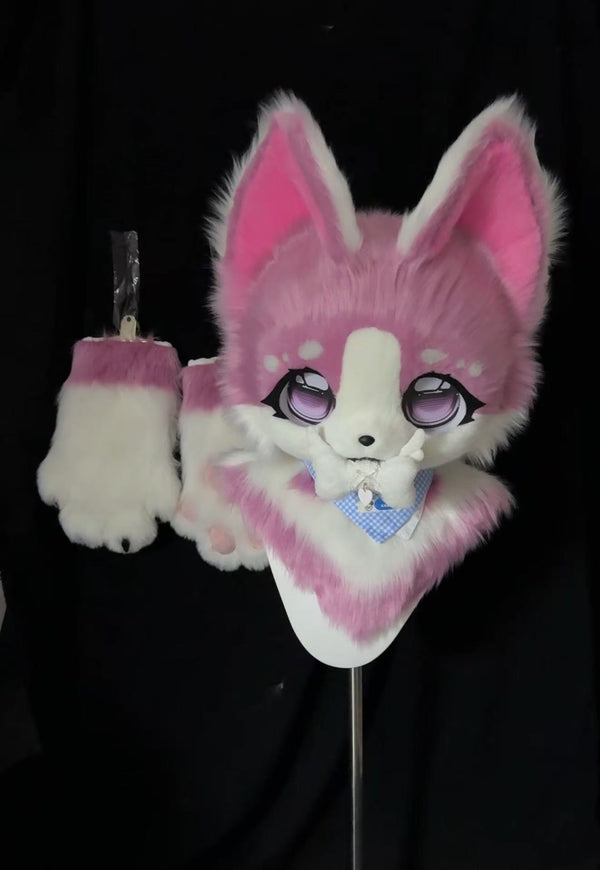 Pink Kitten Kemono Head Fursuit (Gift Handpaws)