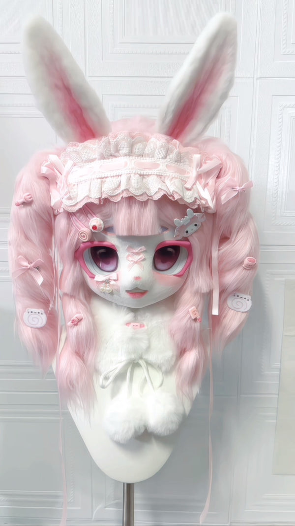 Pink Bunny Kig Head Fursuit