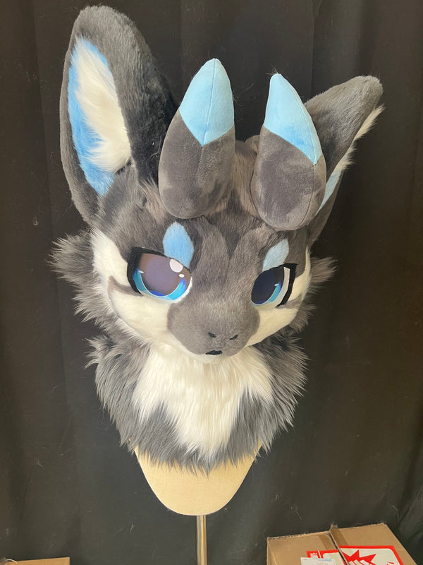 Grey Blue Dragon Kemono Head Fursuit