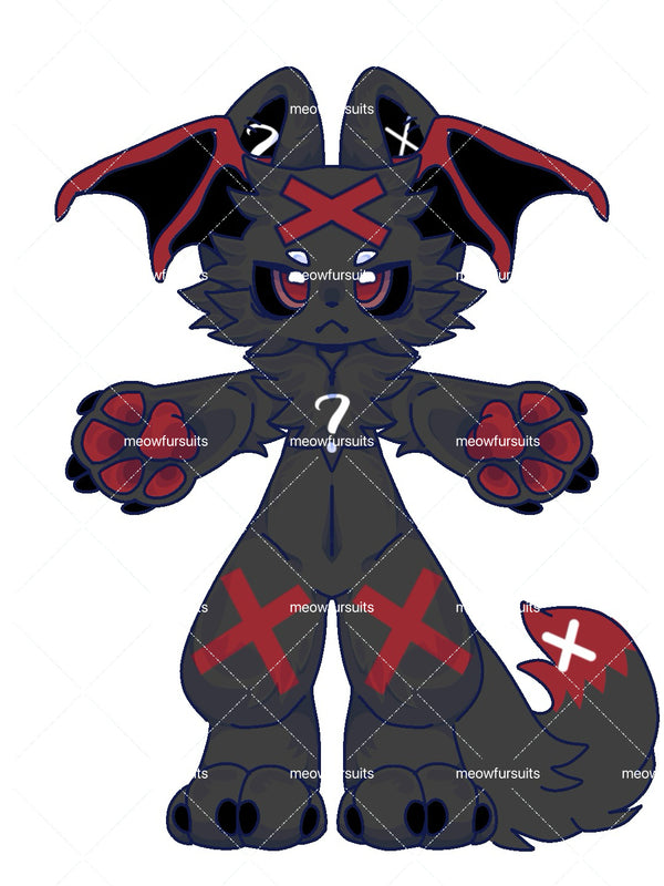 [Pre-sale adoption] - Black Red Bat Kemono Fursuit Head