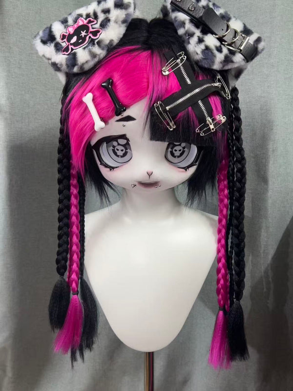 Pink Pun Puppy Kig Head Fursuit