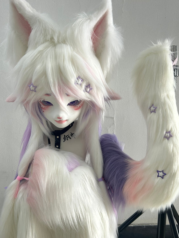 Star White Fox Kig Head Fursuit (Gift Handpaws)