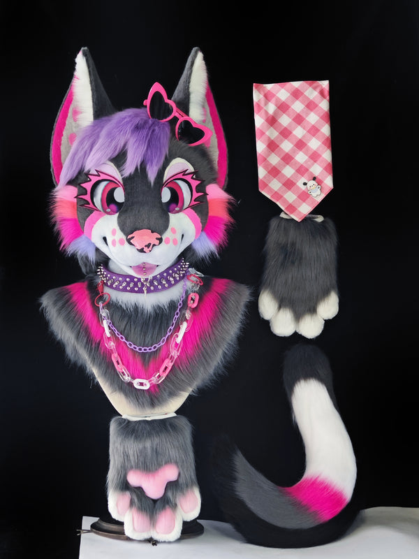 Purple Leopard Toony Head Fursuit (Gift Handpaws+Tail)