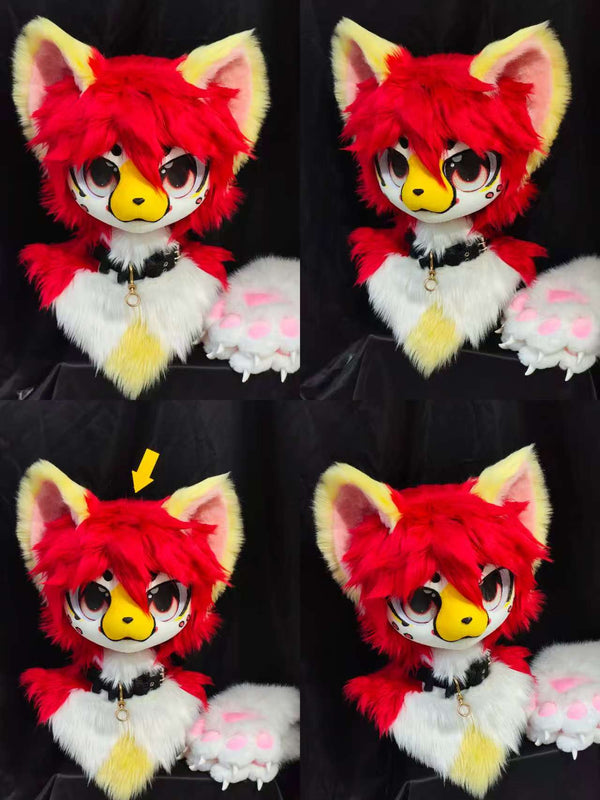 Rose Red Puppy Kemono Head Fursuit