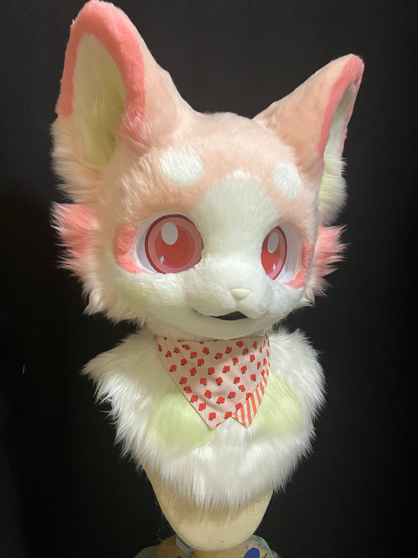 Pink Heart Kitten Kemono Head Fursuit