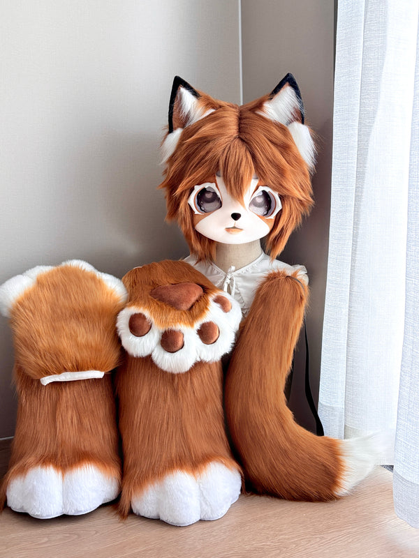 Chocolate Fox Kig Full-Set Fursuits (Gift Handpaws+Feetpaws+Tail)