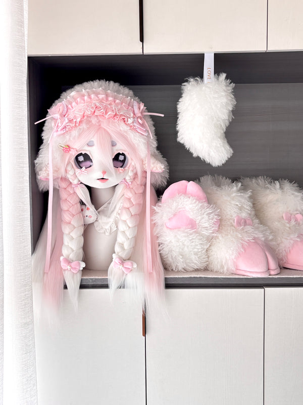 Pink Lolita Lamb Kig Full-Set Fursuit (Gift Handpaws+Feetpaws+Tail)