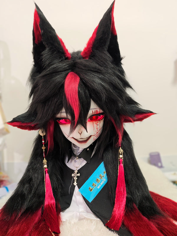 Black Red Fox Kig Head Fursuit (Glowing Eyes)