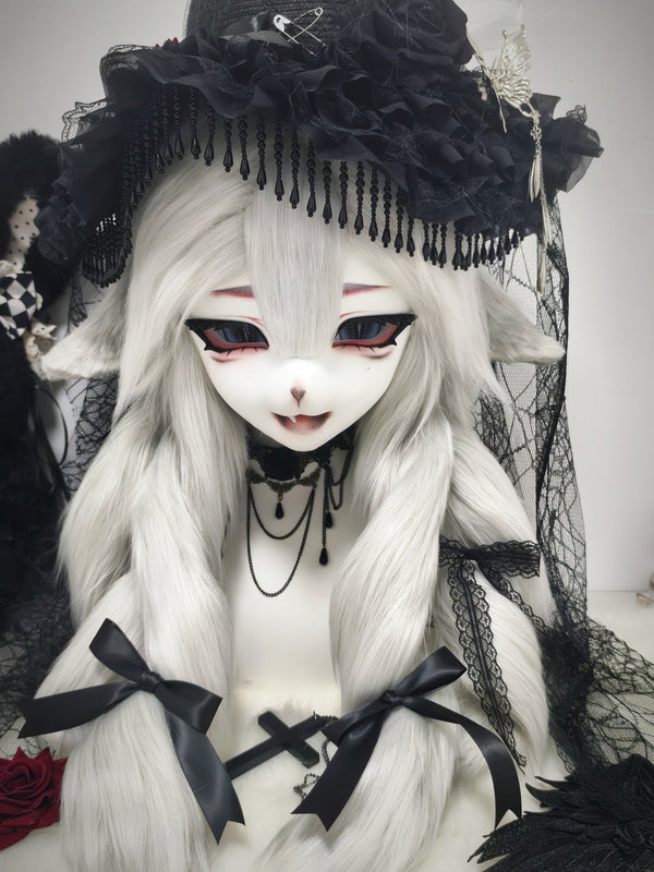 Black Goth Lamb Kig Head Fursuit