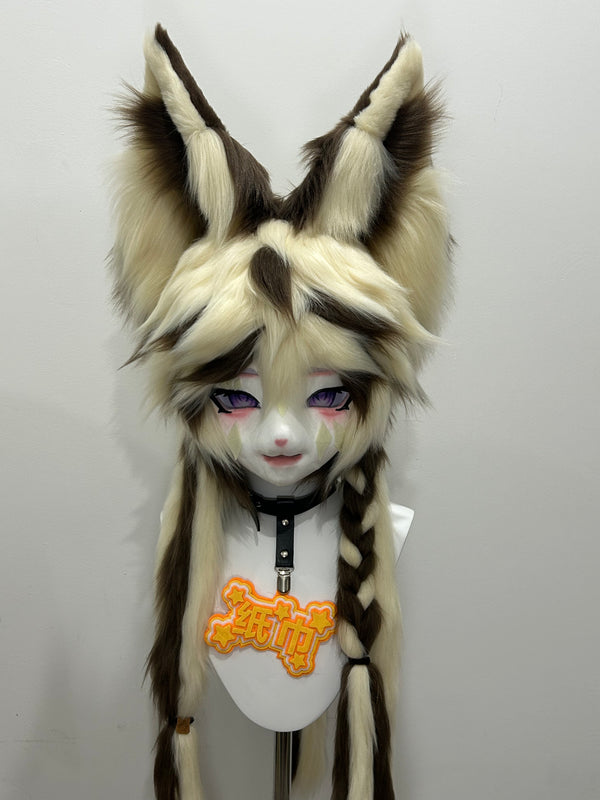 Gold Wolf Kig Head Fursuit