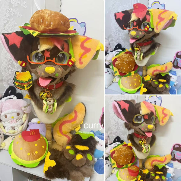 Hamburger Sausage Toony Head Fursuit (Gift Handpaws+Tail)