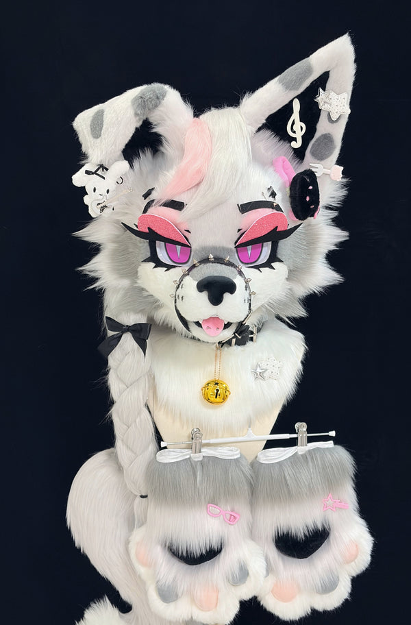 Silvery Wolf Kemono Head Fursuit (Gift Handpaws+Tail)