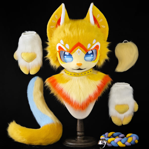 Lemon Kitten Kemono Head Fursuit (Gift Handpaws+Tail)