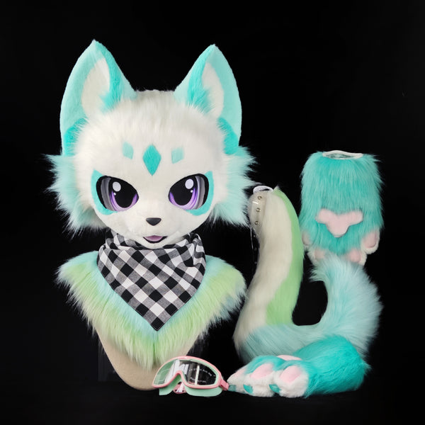 [Kitten] Fluorescent Green Kitten Kemono Fursuits Stock (Gift Handpaws+Tail)