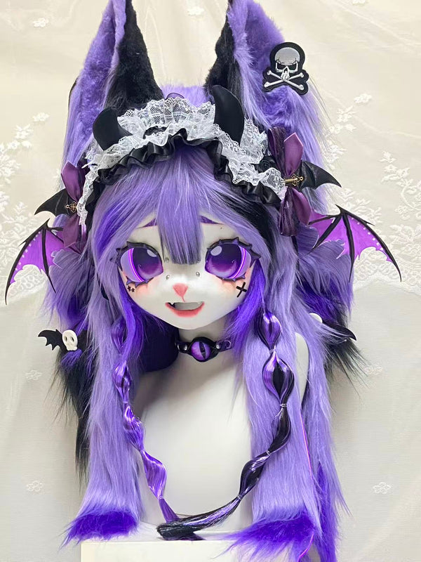 Purple Bat Kig Head Fursuit (Electric Ears)
