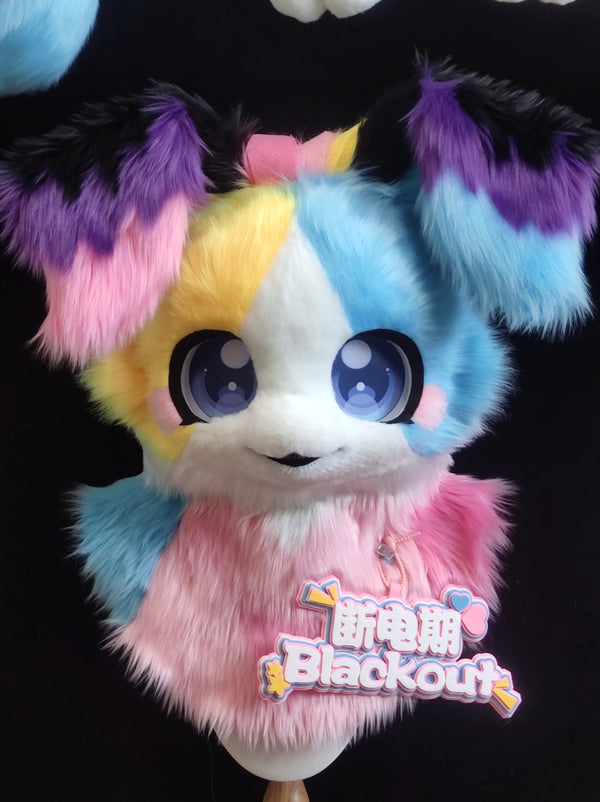 Rainbow Puppy Kemono Head Fursuit (Gift Handpaws+Tail)