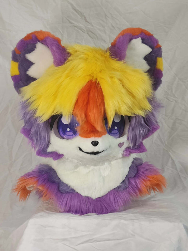 Purple Orange Bear Kemono Head Fursuit
