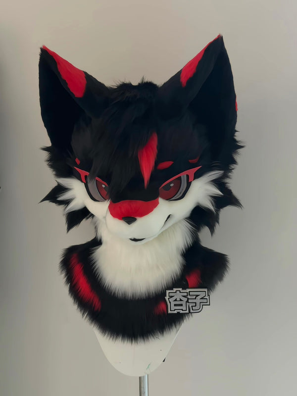 Black Red Wolf Kemono Head Fursuit