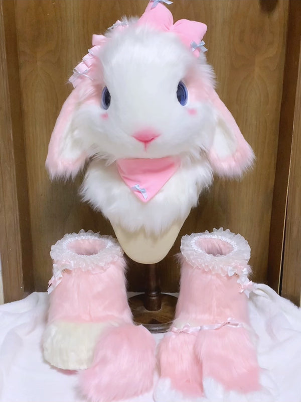 White Bow Bunny Kemono Head Fursuit