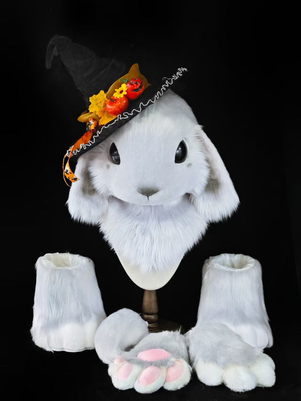 Grey Magic Bunny Kemono Head Fursuit