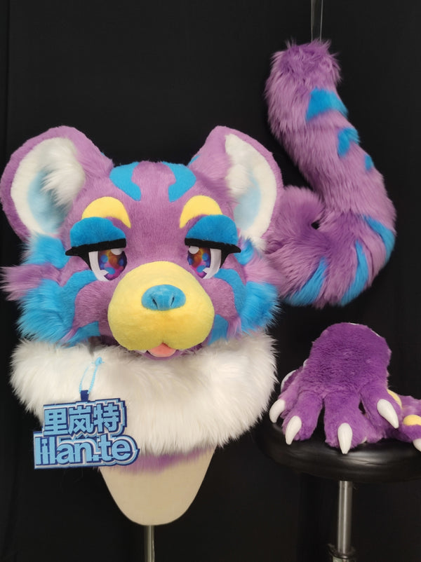 Three-color Tiger Kemono Head Fursuit (Gift Handpaws+Tail)